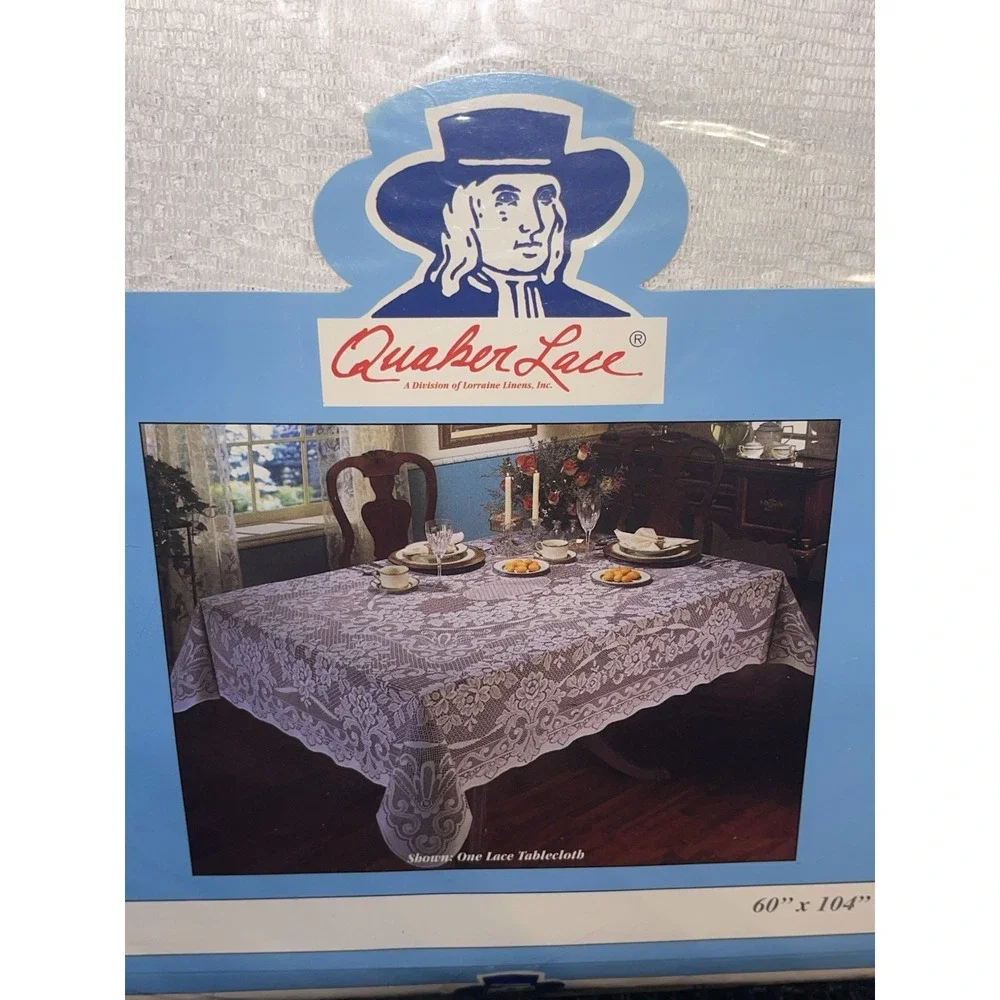 Vintage Quaker White Lace Tablecloth 60